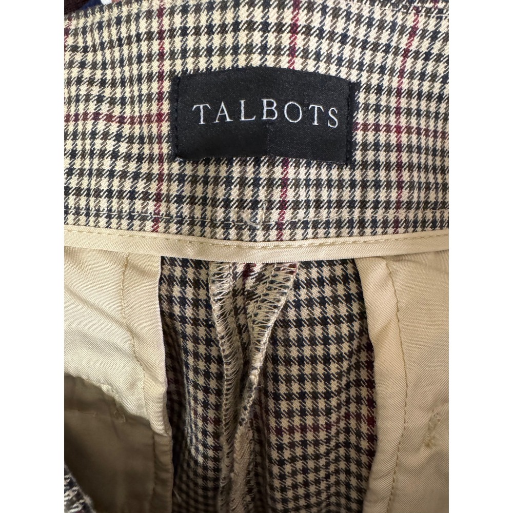Talbots Chatham Ankle Pant 6 Plaid Check Side Zip Trousers Tan Red Preppy - Picture 2 of 9